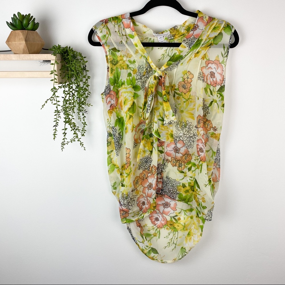 Ambience apparel sheer floral blouse size medium